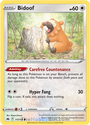 0111 Bidoof Common Crown Zenith