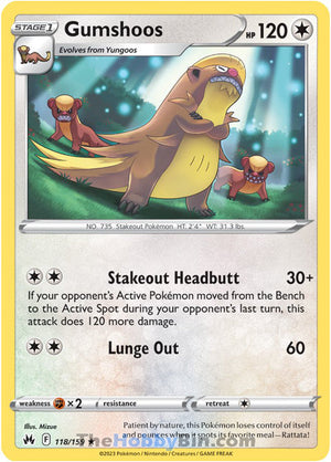 0118 Gumshoos Rare Crown Zenith