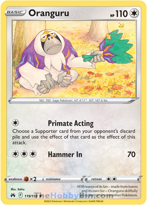 Oranguru #119/159 Rare - Crown Zenith Pokemon card