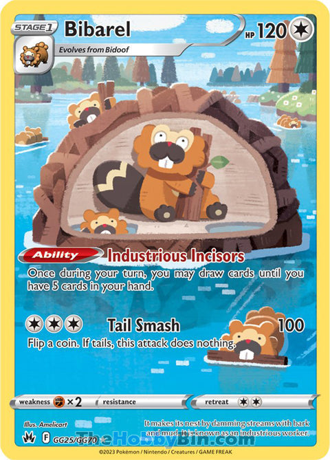 Bibarel #GG25/GG70 Ultra Rare - Crown Zenith Pokemon card