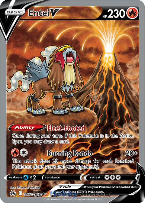 Entei V #GG36/GG70 Ultra Rare - Crown Zenith Pokemon card