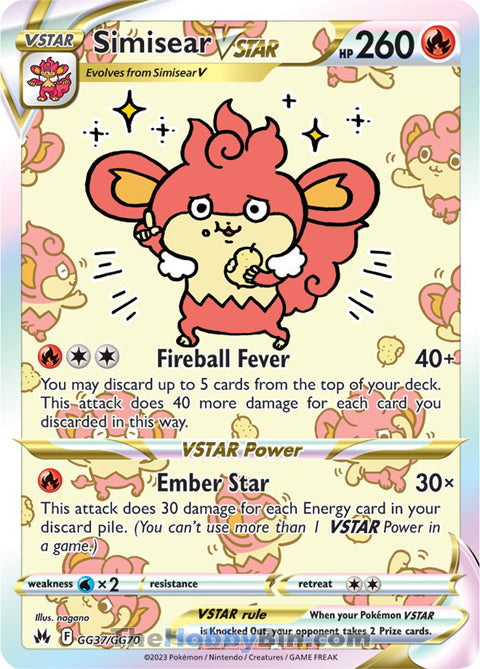 Simisear VSTAR #GG37/GG70 Ultra Rare - Crown Zenith Pokemon card