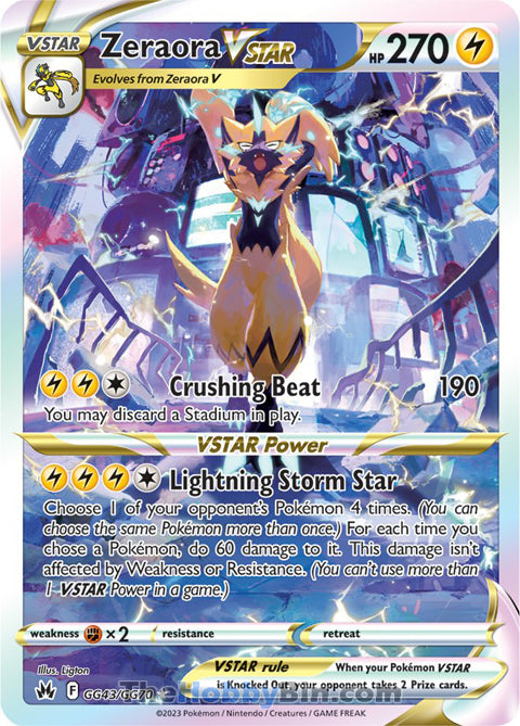 Zeraora VSTAR Crown Zenith Ultra Rare #GG43/GG70