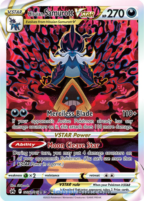Hisuian Samurott VSTAR #GG52/GG70 Ultra Rare - Crown Zenith Pokemon card