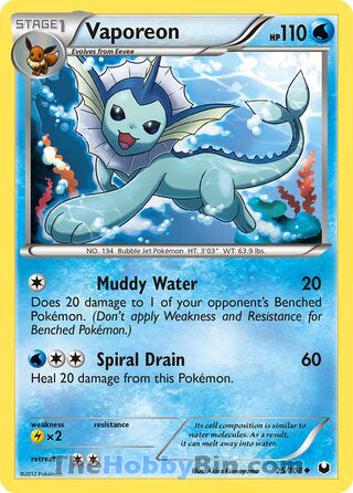 Vaporeon #25/108 Uncommon - Dark Explorers Pokemon card