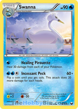Swanna #36/108 Rare - Dark Explorers Pokemon card