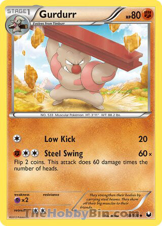 Gurdurr #59/108 Uncommon - Dark Explorers Pokemon card