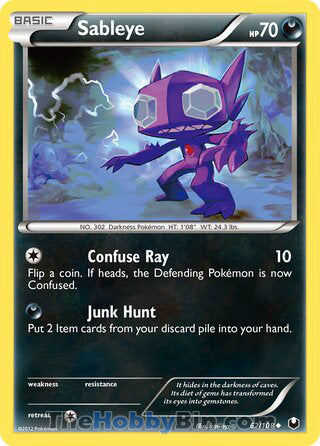 Sableye #62/108 Uncommon - Dark Explorers Pokemon card