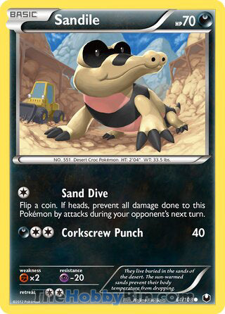 Sandile #64/108 Common - Dark Explorers Pokemon card