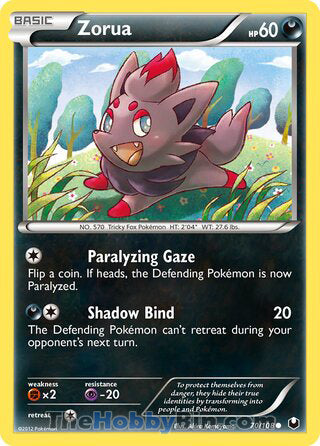 Zorua #70/108 Common - Dark Explorers Pokemon card