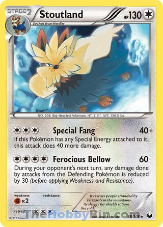 Stoutland #88/108 Rare - Dark Explorers Pokemon card