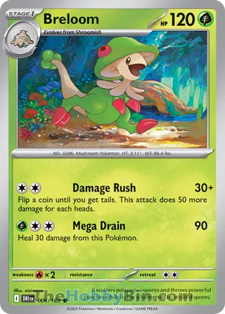 Breloom #6/182 Common - Destined Rivals Pokemon card