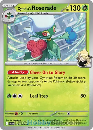 Cynthia's Roserade #8/182 Rare - Destined Rivals Pokemon card