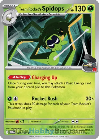 Team Rocket's Spidops #20/182 Rare - Destined Rivals Pokemon card