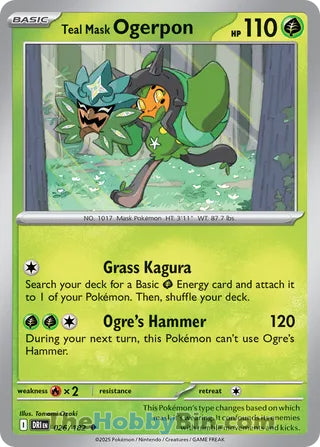 Teal Mask Ogerpon #26/182 Uncommon - Destined Rivals Pokemon card