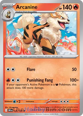 Arcanine #28/182 Uncommon - Destined Rivals Pokemon card