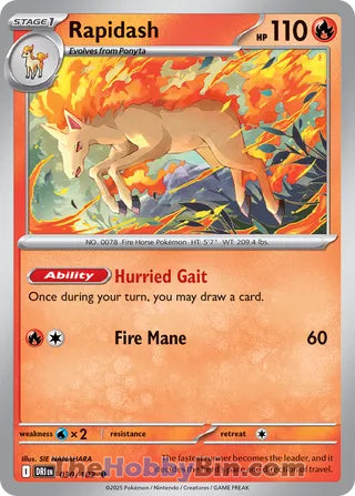 Rapidash #30/182 Uncommon - Destined Rivals Pokemon card