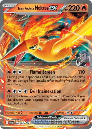 Team Rocket's Moltres ex #31/182 Double Rare - Destined Rivals Pokemon card
