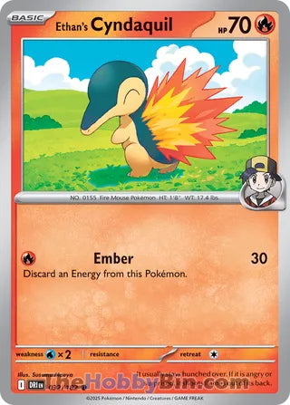 Ethan's Cyndaquil #32/182 Common - Destined Rivals Pokemon card