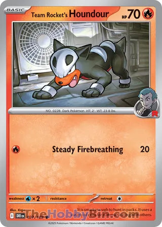 Team Rocket's Houndour #37/182 Common - Destined Rivals Pokemon card