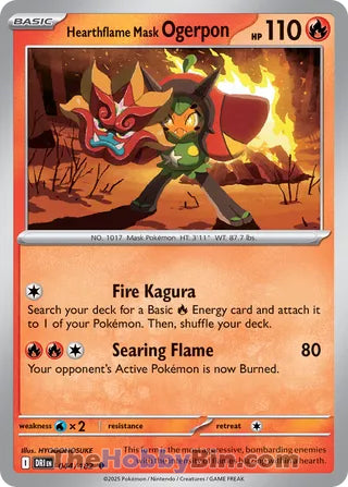 Hearthflame Mask Ogerpon #44/182 Uncommon - Destined Rivals Pokemon card