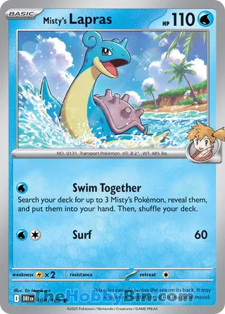 Misty's Lapras #50/182 Common - Destined Rivals Pokemon card