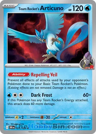 Team Rocket's Articuno #51/182 Rare - Destined Rivals Pokemon card