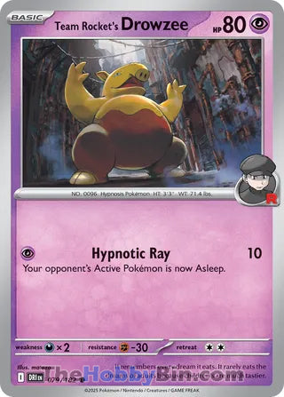 Team Rocket's Drowzee #79/182 Common - Destined Rivals Pokemon card