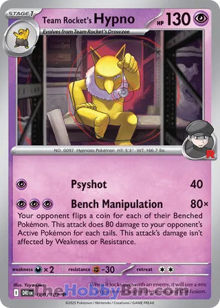 Team Rocket's Hypno #80/182 Uncommon - Destined Rivals Pokemon card
