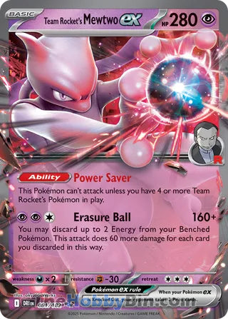 Team Rocket's Mewtwo ex #81/182 Double Rare - Destined Rivals Pokemon card
