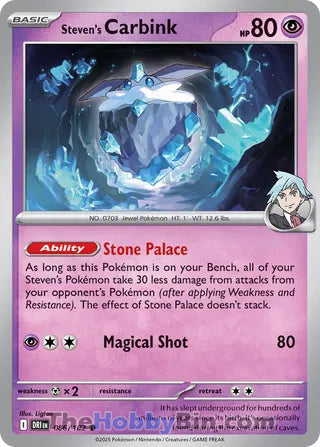 Steven's Carbink #86/182 Common - Destined Rivals Pokemon card