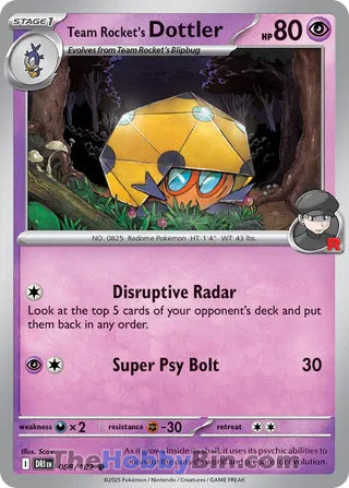 Team Rocket's Dottler #88/182 Common - Destined Rivals Pokemon card