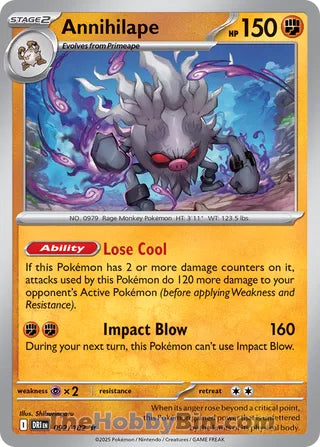 Annihilape #92/182 Rare - Destined Rivals Pokemon card
