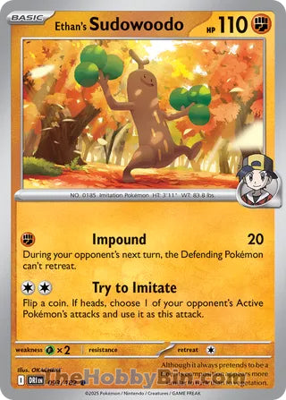 Ethan's Sudowoodo #93/182 Common - Destined Rivals Pokemon card