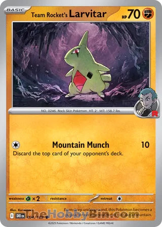 Team Rocket's Larvitar #94/182 Common - Destined Rivals Pokemon card