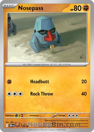 Nosepass #97/182 Common - Destined Rivals Pokemon card