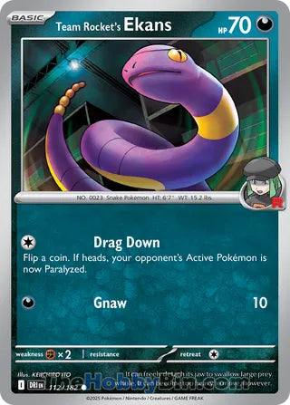 Team Rocket's Ekans #112/182 Common - Destined Rivals Pokemon card