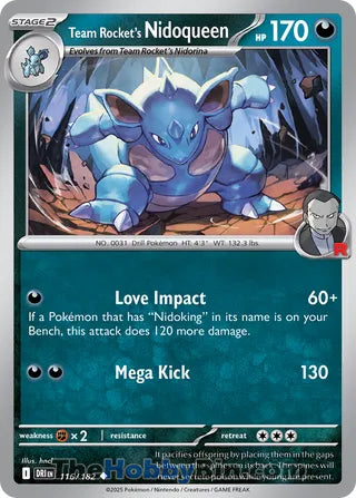 Team Rocket's Nidoqueen #116/182 Uncommon - Destined Rivals Pokemon card