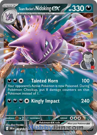 Team Rocket's Nidoking ex #119/182 Double Rare - Destined Rivals Pokemon card
