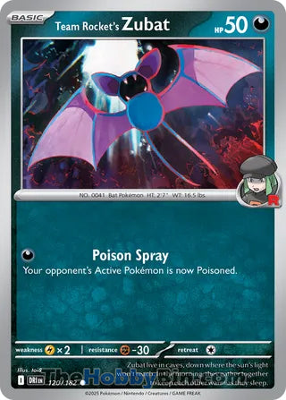 Team Rocket's Zubat #120/182 Common - Destined Rivals Pokemon card