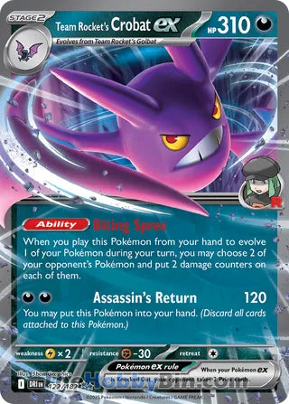 Team Rocket's Crobat ex #122/182 Double Rare - Destined Rivals Pokemon card