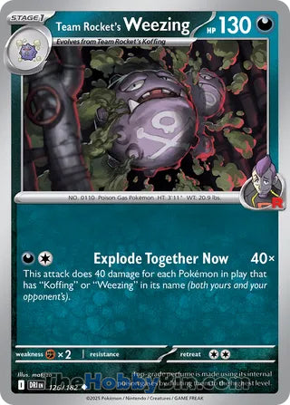Team Rocket's Weezing #126/182 Uncommon - Destined Rivals Pokemon card