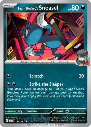 Team Rocket's Sneasel #128/182 Rare - Destined Rivals Pokemon card