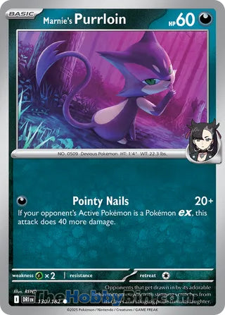 Marnie's Purrloin #130/182 Common - Destined Rivals Pokemon card