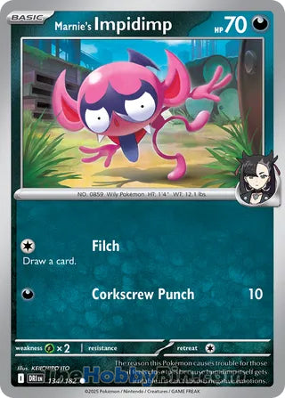 Marnie's Impidimp #134/182 Common - Destined Rivals Pokemon card