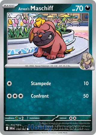 Arven's Maschiff #138/182 Common - Destined Rivals Pokemon card