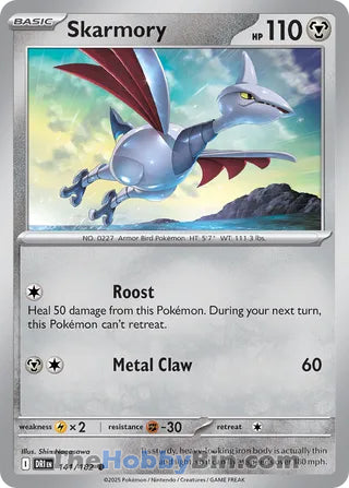 Skarmory #141/182 Common - Destined Rivals Pokemon card