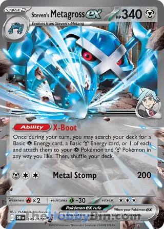 Steven's Metagross ex #145/182 Double Rare - Destined Rivals Pokemon card