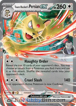 Team Rocket's Persian ex #150/182 Double Rare - Destined Rivals Pokemon card