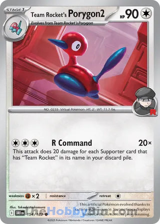 Team Rocket's Porygon2 #154/182 Common - Destined Rivals Pokemon card